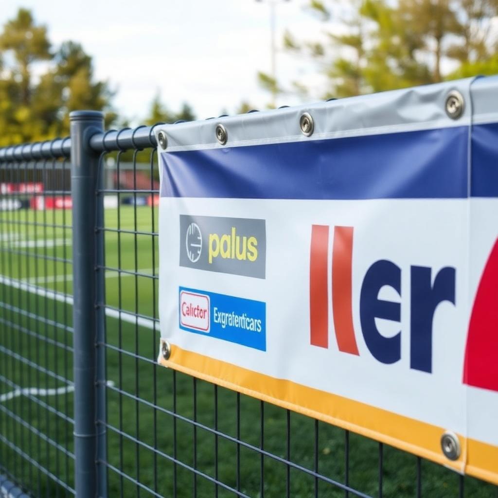 Reklamni baner sa ringlicama na ogradi