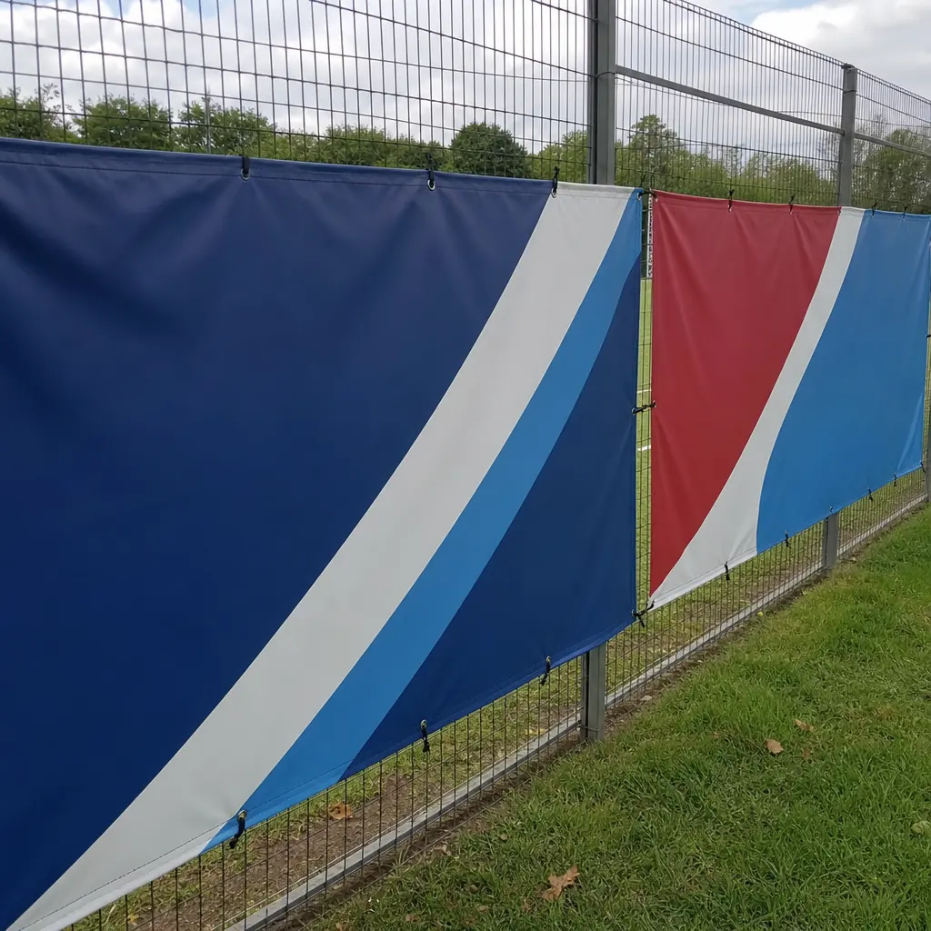 Reklamni baner sa ringlicama na ogradi